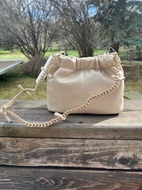 NWT Ted Baker London Ivory Ruched "Dumpling" Crossbody Bag
